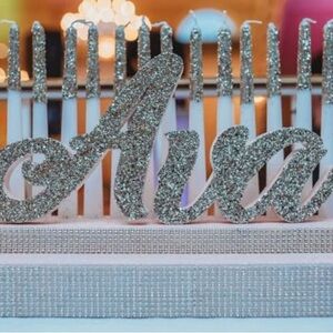 Silver Glitter Name Ava Candelabra Quinceanera Sweet 16